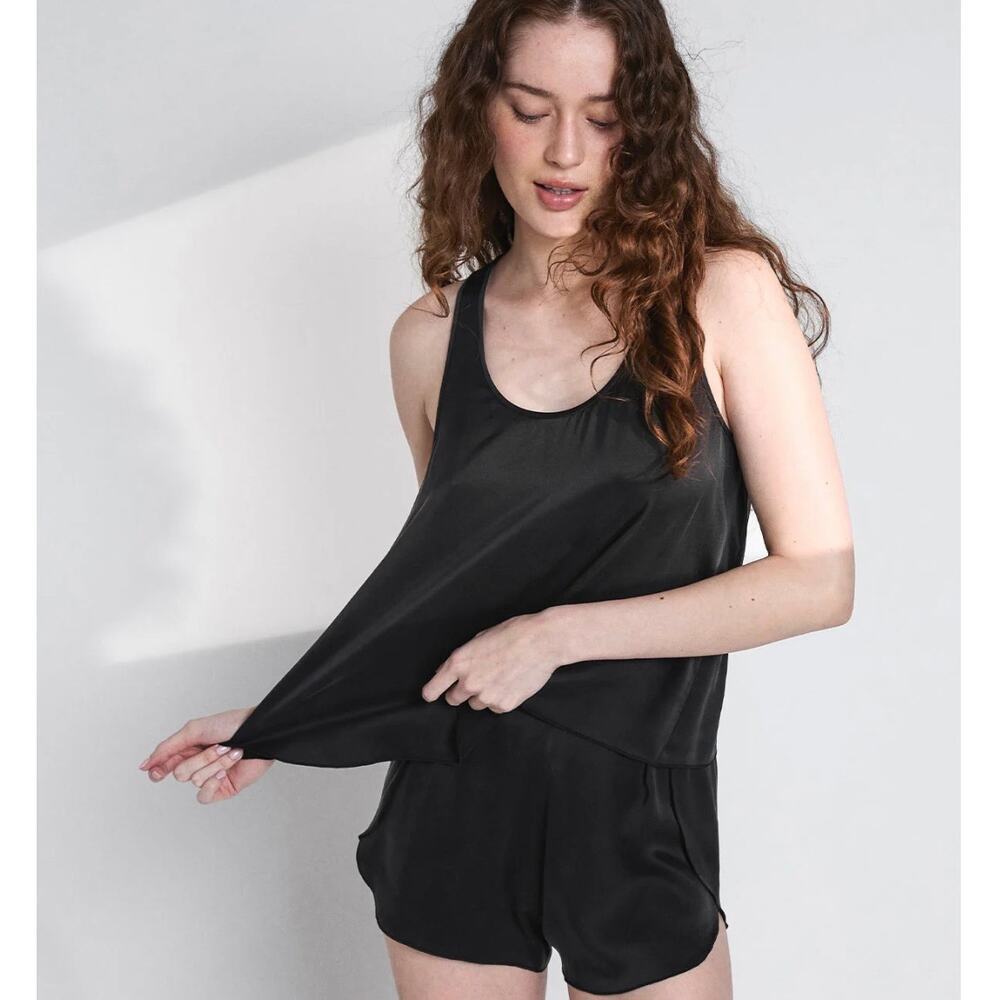 Lunya Silk Tulip Black Shorts